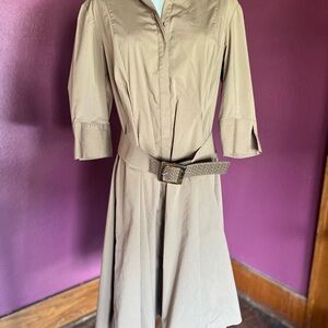 Coldwater Creek Tan A-Line Dress with Notched Collar